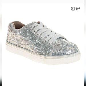 Jewel Badgley Mischka Silver Kids Sneakers